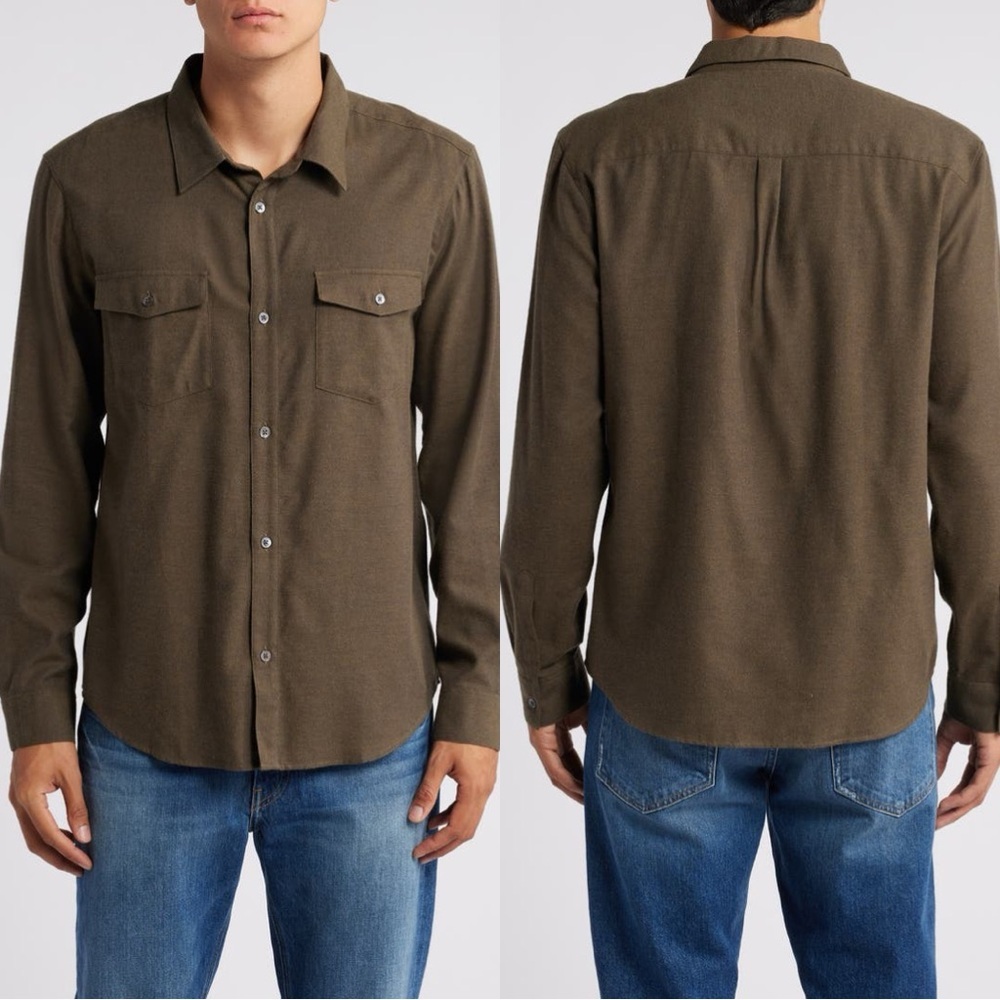 NWT FRAME Merino Wool Cotton Button Down Men’s Flannel Top Shirt